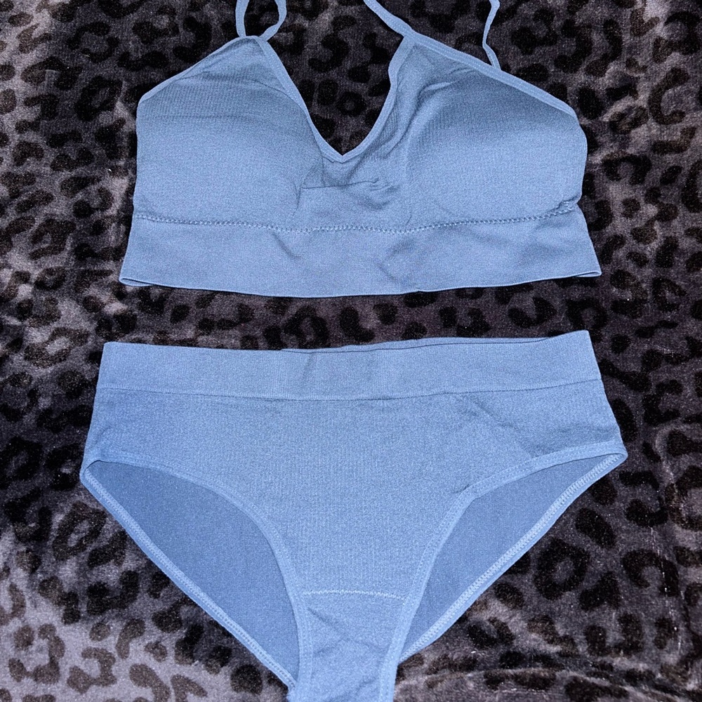Bralette/panty set - Steele blue